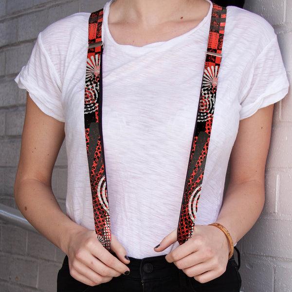 Buckle-Down Suspenders - 1.0" - Grunge Chaos Red