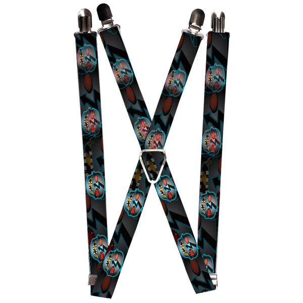 Buckle-Down Suspenders - 1.0" - High Voltage Skull