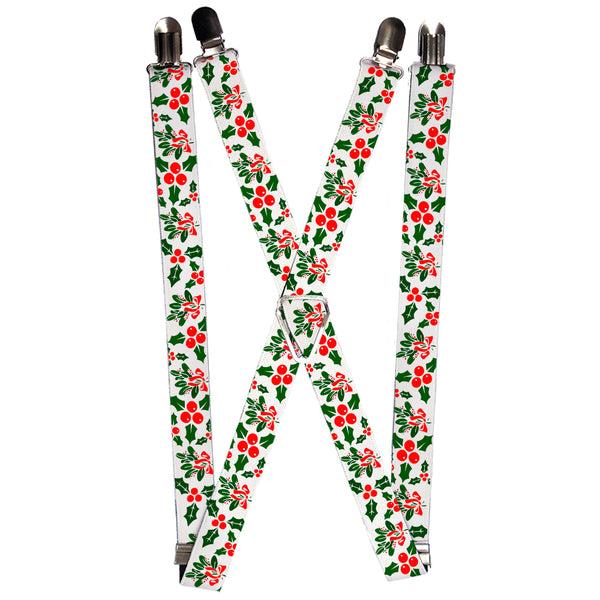 Buckle-Down Suspenders - 1.0" - Holly & Mistletoe