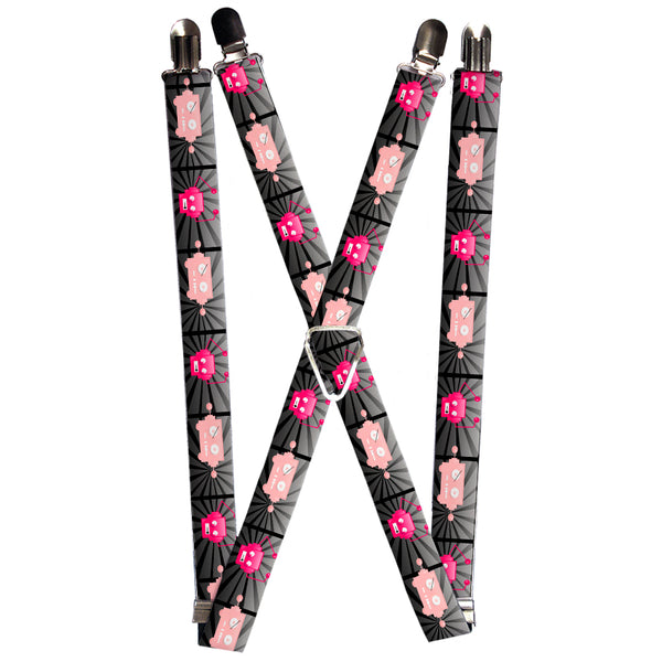 Buckle-Down Suspenders - 1.0" - Hot Beat Bot Pink