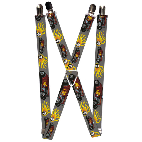 Buckle-Down Suspenders - 1.0" - Hot Rod w/Flame Skull