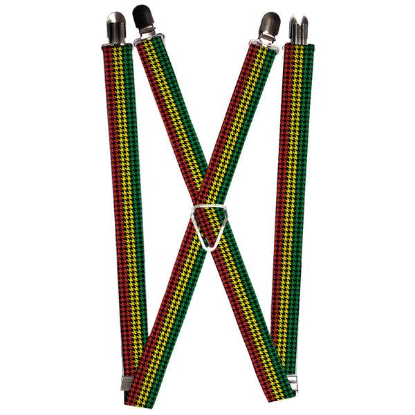 Buckle-Down Suspenders - 1.0" - Houndstooth Black/Rasta