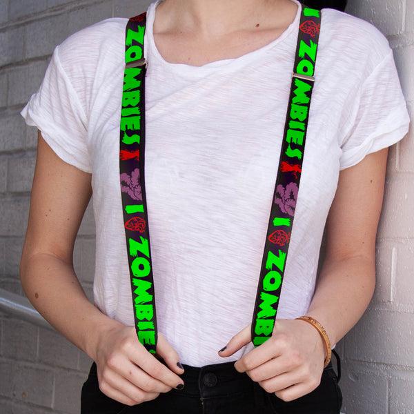 Buckle-Down Suspenders - 1.0" - I "Heart" Zombies