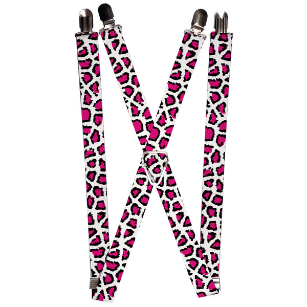Buckle-Down Suspenders - 1.0" - Leopard White/Fuchsia