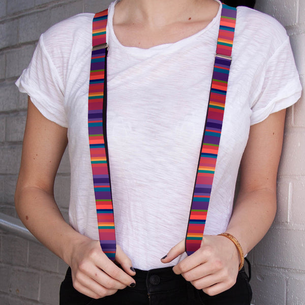 Buckle-Down Suspenders - 1.0" - Lines Reds/Purples