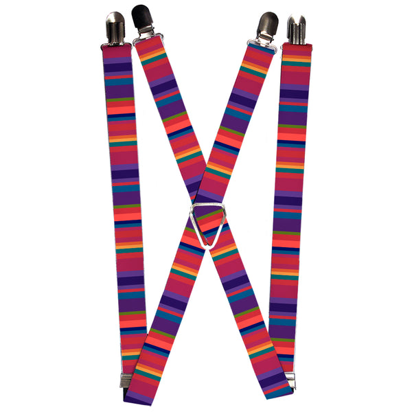 Buckle-Down Suspenders - 1.0" - Lines Reds/Purples