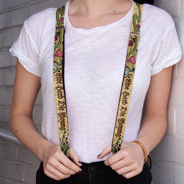 Buckle-Down Suspenders - 1.0" - Live Hard Die Young Tan
