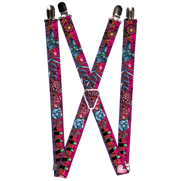 Buckle-Down Suspenders - 1.0" - Love Love Pink