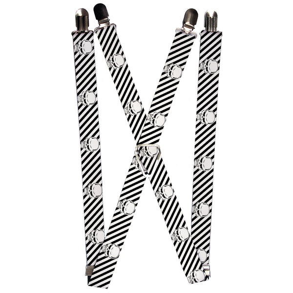 Buckle-Down Suspenders - 1.0" - Metal Skull Black/White