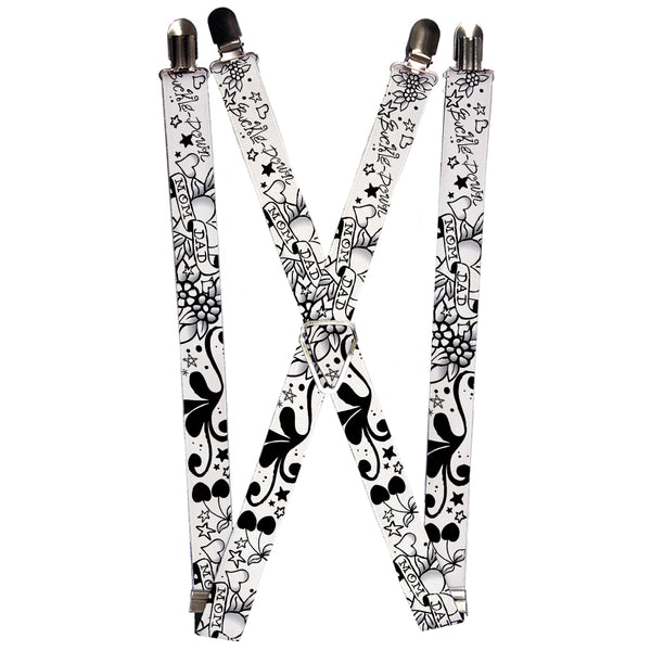 Buckle-Down Suspenders - 1.0" - Mom & Dad Black/White