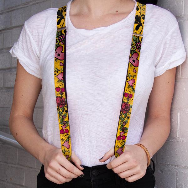 Buckle-Down Suspenders - 1.0" - Mom & Dad CLOSE-UP Yellow