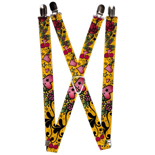 Buckle-Down Suspenders - 1.0" - Mom & Dad CLOSE-UP Yellow