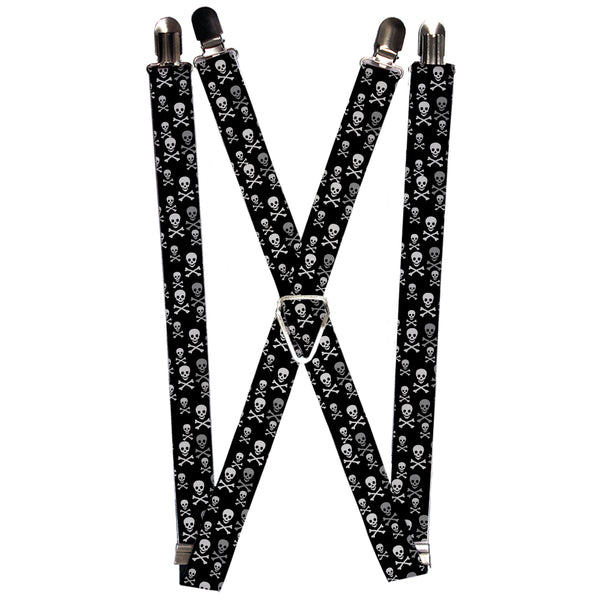 Buckle-Down Suspenders - 1.0" - Multi Skull Black/Gray