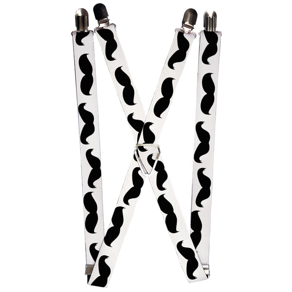 Buckle-Down Suspenders - 1.0" - Mustaches White/Black