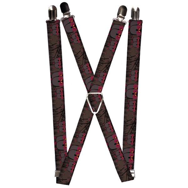 Buckle-Down Suspenders - 1.0" - Owls in Trees Purple