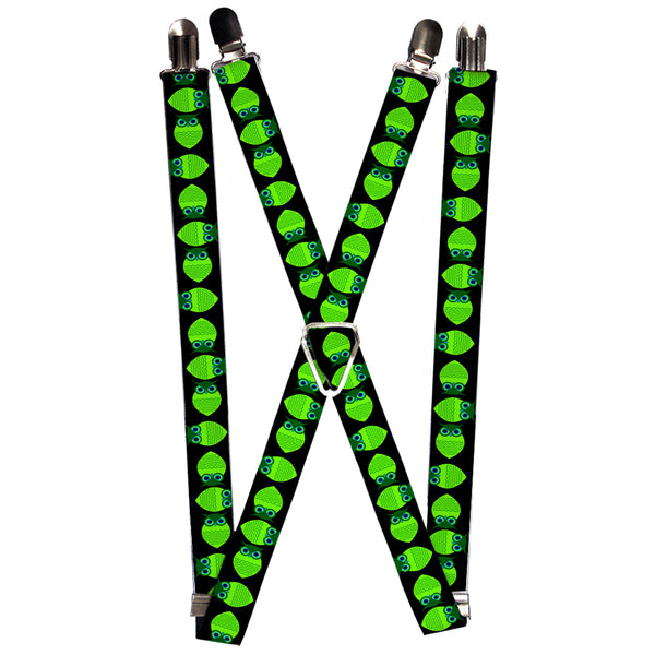 Buckle-Down Suspenders - 1.0" - Owls Spin Black/Green