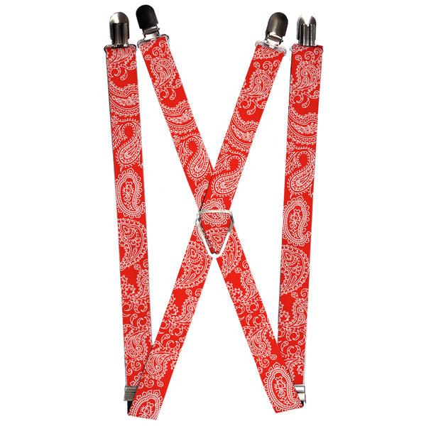 Buckle-Down Suspenders - 1.0" - Paisley Red/White