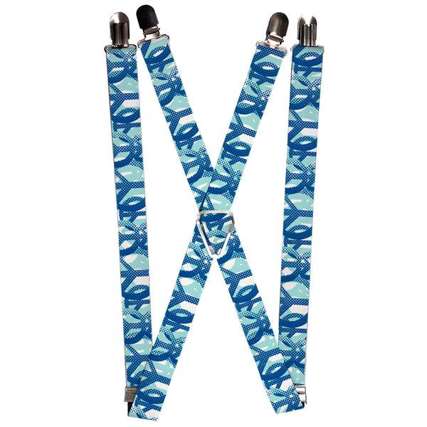 Buckle-Down Suspenders - 1.0" - Peace Dots White/Blue