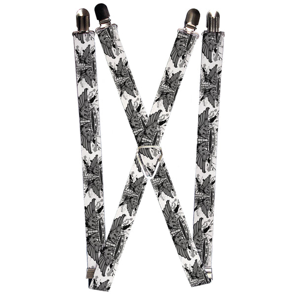 Buckle-Down Suspenders - 1.0" - Phoenix Shield White
