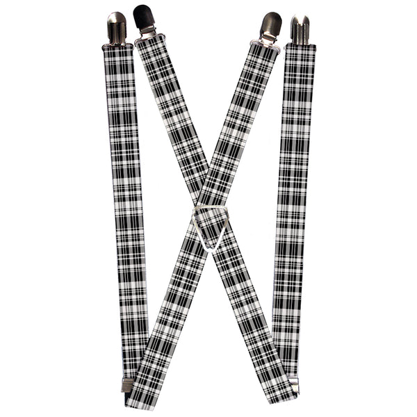 Buckle-Down Suspenders - 1.0" - Plaid Black/White