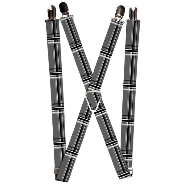 Buckle-Down Suspenders - 1.0" - Plaid Gray/Black/White