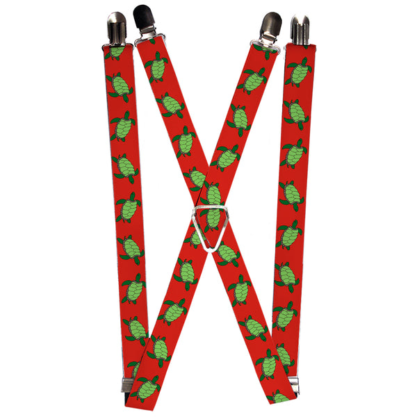 Buckle-Down Suspenders - 1.0" - Sea Turtles Red/Green