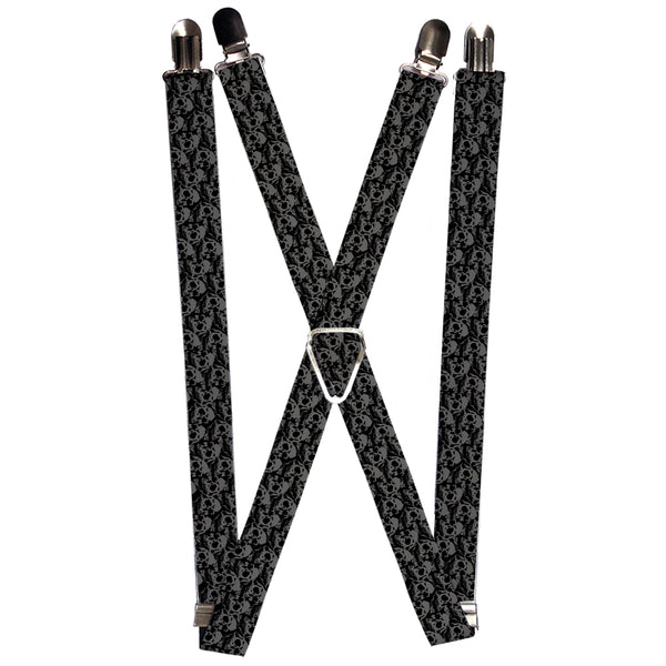 Buckle-Down Suspenders - 1.0" - Skull Yard Black/Gray