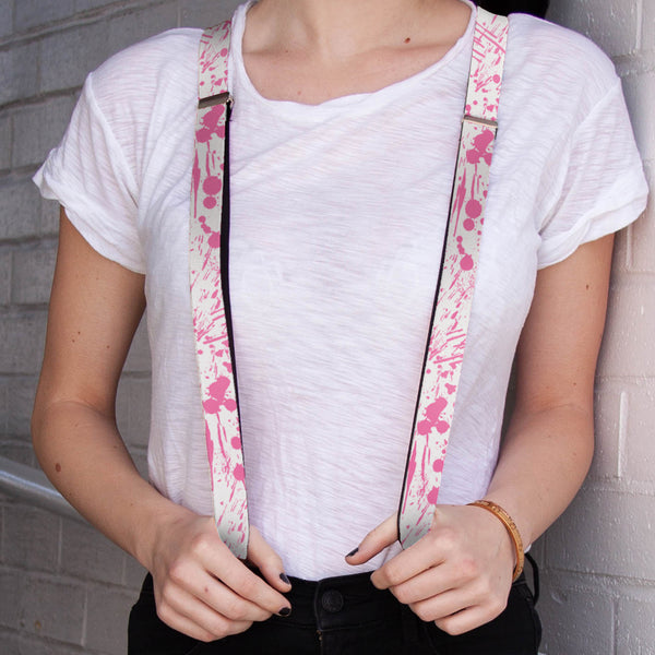 Buckle-Down Suspenders - 1.0" - Splatter White/Pink