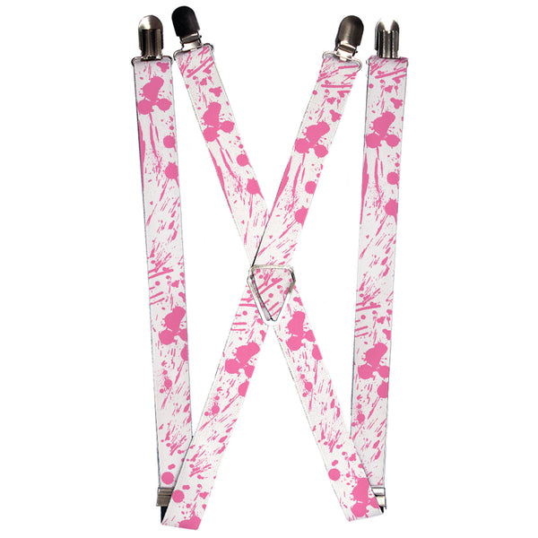 Buckle-Down Suspenders - 1.0" - Splatter White/Pink