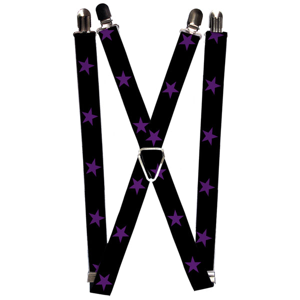 Buckle-Down Suspenders - 1.0" - Star Black/Purple