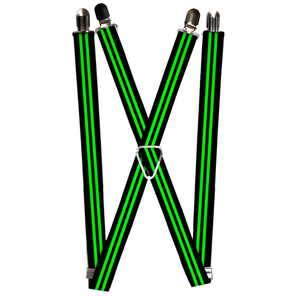 Buckle-Down Suspenders - 1.0" - Stripe Black/Green