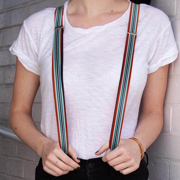 Buckle-Down Suspenders - 1.0" - Stripes Red/Blues/White
