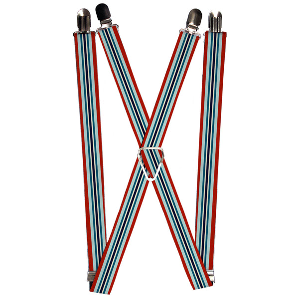 Buckle-Down Suspenders - 1.0" - Stripes Red/Blues/White