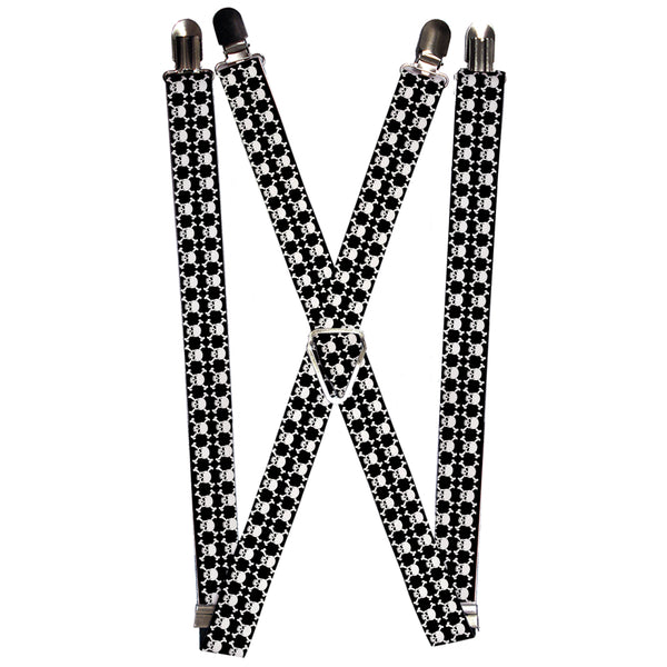 Buckle-Down Suspenders - 1.0" - Top Skulls Black/White
