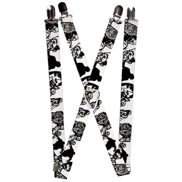 Buckle-Down Suspenders - 1.0" - Zombies White/Black