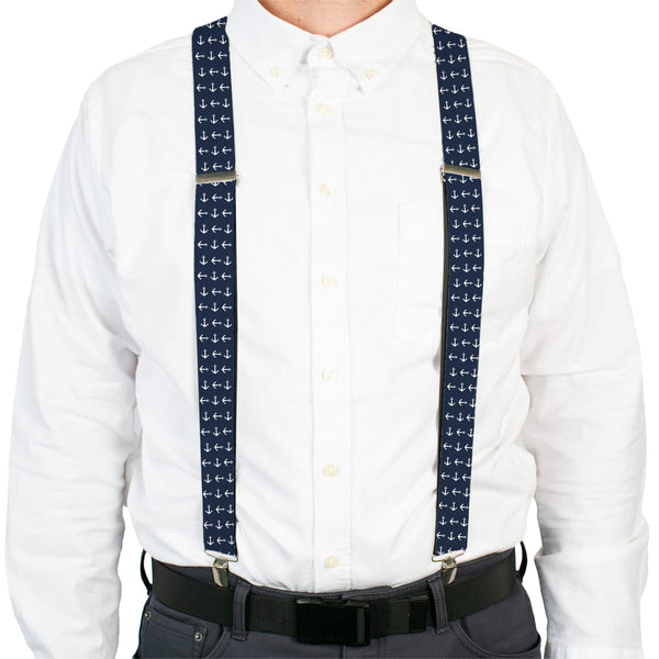 Buckle-Down Suspenders - 1.5" - Anchors Navy/White