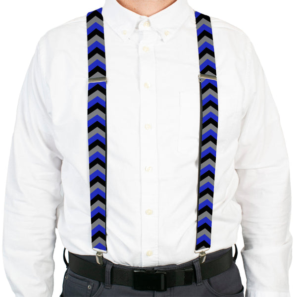 Buckle-Down Suspenders - 1.5" - Chevron Blue/Black/Gray