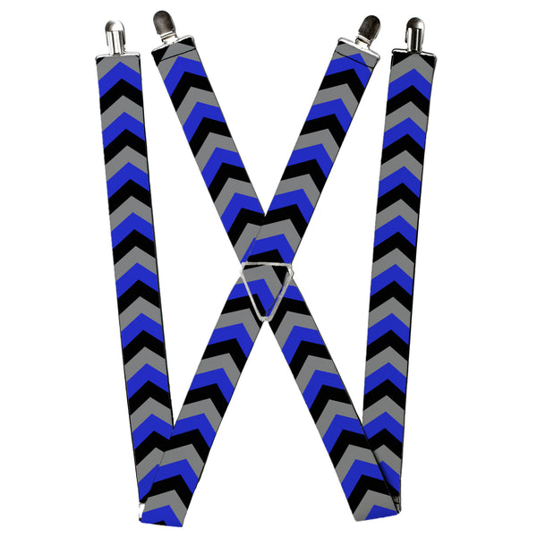 Buckle-Down Suspenders - 1.5" - Chevron Blue/Black/Gray