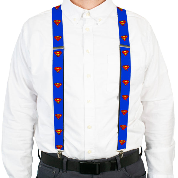 Buckle-Down Suspenders - 1.5" - Superman Shield Blue