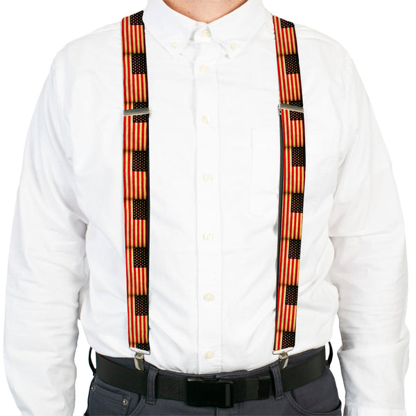 Buckle-Down Suspenders - 1.5" - Vintage US Flag Repeat