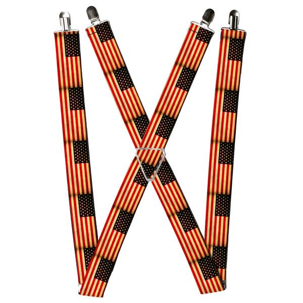 Buckle-Down Suspenders - 1.5" - Vintage US Flag Repeat