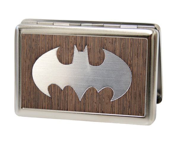 Buckle-Down Business Card Holder - LARGE - Batman Marquetry Black Walnut Metal