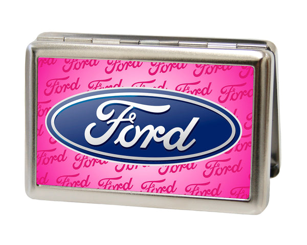 Buckle-Down Business Card Holder - LARGE - Ford Oval w Text FCG Pink