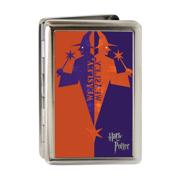 Buckle-Down Business Card Holder - LARGE - Harry Potter WEASLEY & WEASLEY Wizard Logo FCG Orange-Red Purple
