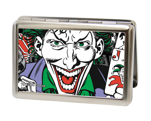 Buckle-Down Business Card Holder - LARGE - Joker Face w Pistol CLOSE-UP FCG