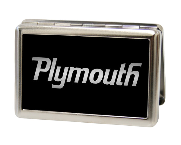 Buckle-Down Business Card Holder - LARGE - PLYMOUTH Text Logo FCG Black Silver Fade