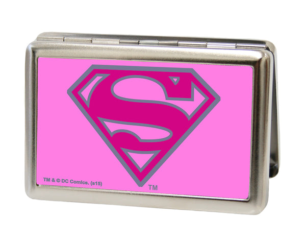 Buckle-Down Business Card Holder - LARGE - Superman FCG Pink
