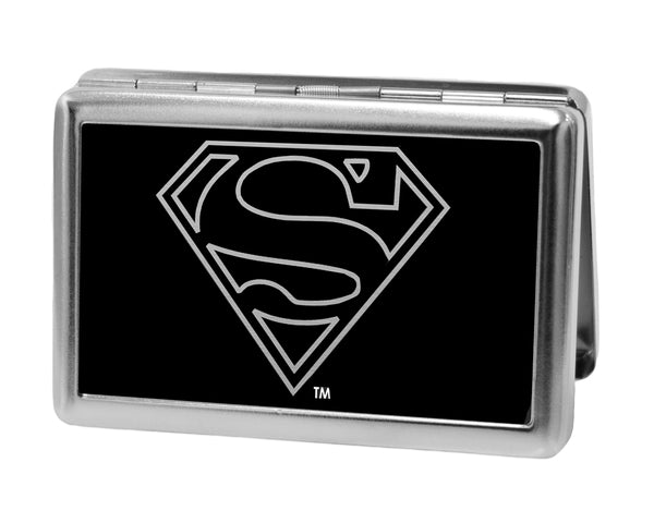 Buckle-Down Business Card Holder - LARGE - Superman Logo Outline Reverse Brushed