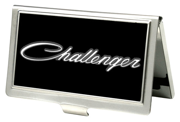 Buckle-Down Business Card Holder - SMALL - CHALLENGER "3-D" Script FCG Black White Gray