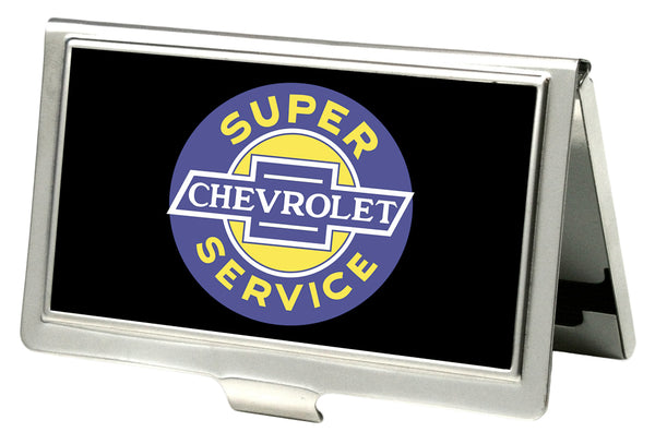 Buckle-Down Business Card Holder - SMALL - CHEVROLET SUPER SERVICE Logo FCG Black Blue Yellow White